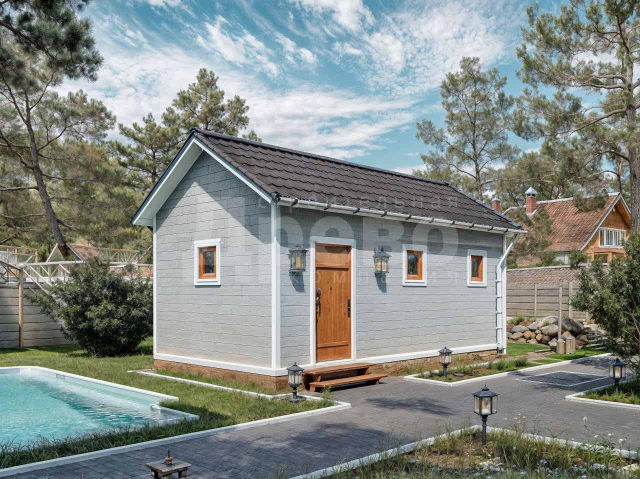 Баня проект каркасная баня Кузьмич-5